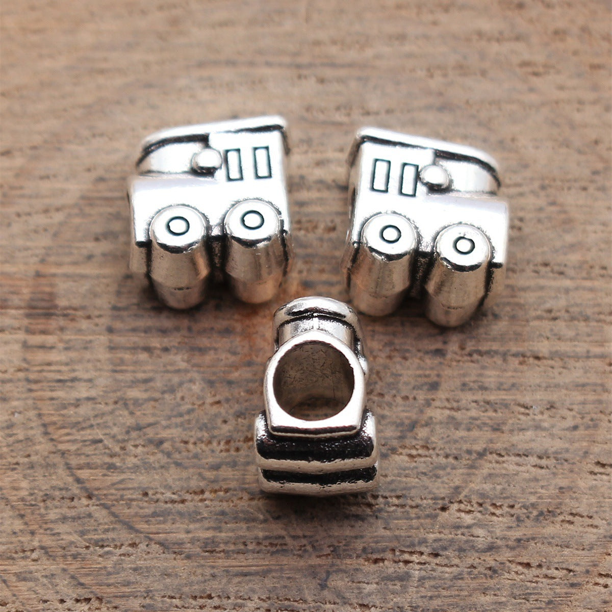 11x11x7.4mm 2.3g Antique Silver Zinc Alloy Train Large Hole Beads for Bracelet Jewelry Making