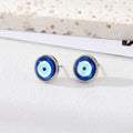 Gold and Silver Tone Round Blue Evil Eye Stud Earrings view 3