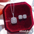 Square Clear Stone Cluster Pendant Necklace In Silver Tone view 3