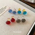 Two Tone Translucent Gourd Stud Earrings in Three Colors view 3