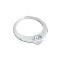 Silver Tone Clear Round Stone Open Adjustable Ring For Women view 5