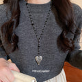 Black Beaded Pendant Necklaces with Heart and Star Charms view 3