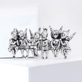 Six Angels Bench Brooch Gold or Silver Tone Metal Pin view 2