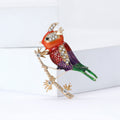Colorful Enamel Bird on Pine Branch Brooch Decorative Clothing Pin view 3