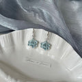 Translucent Blue Ginkgo Leaf Silver Tone Hook Earrings view 3