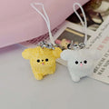 White and Yellow Textured Dog Figure Phone Strap Charms view 2