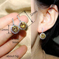 Round Solitaire Halo Long Drop Earrings In Four Stone Colors view 4
