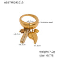Stainless Steel Chunky Charm Rings Stone Drop Tassel Gold Silver view 6
