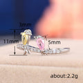 Silver Twin Bird Ring Pink Yellow Stones Multi Sizes view 4