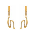 Long Crystal Wave Drop Earrings in Polished Gold Tone view 5