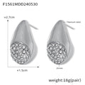 Gold Steel Teardrop Stud Earrings Pave Zircon Cluster view 7
