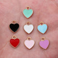 Gold Tone Enamel Heart Charms in Seven Solid Colors view 1
