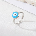 Gold and Silver Tone Round Enamel Evil Eye Adjustable Open Rings in Eight Colors view 9