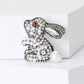 Rhinestone Pearl Rabbit Brooch Clear and Black Two Colors view 5