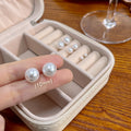 Six Size Classic White Pearl Look Round Stud Earrings view 6