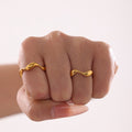 Stainless Steel Wave Open Adjustable Ring Gold Or Steel view 3