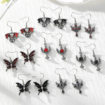 Gothic Bat, Butterfly, Cross and Candelabra Drop Earrings in Eight Designs