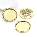 Tree Back Round Pendant Bezel Blank for Cabochon Craft view 2