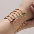 Open Cuff Bangle Gold Stainless Round Czech Glass Multi Color view 4