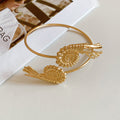 Gold Dual Motif Spiral Arm Cuffs Floral Leaf Shell Styles view 6