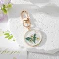 Gold Round Pressed Flower Resin Keychains Lobster Clasp 12 Styles view 7