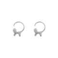 Silver Tone Small Elephant Charm Round Huggie Hoop Earrings view 5