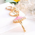 Gold Ballerina Rhinestone Tutu Keychain Metal Charm view 1
