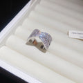 Silver Pave Open Rings Dual Stone Cuff Bracelet Four Styles view 1