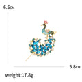 Blue Crystal Peacock Brooch with Gold Tone Frame and Green Crest view 5
