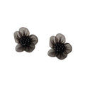 Black Mesh Lace Flower Stud Earrings Beaded Centers view 5