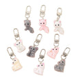 Flocked Fox Cat Bear Animal Keychains Silver Clips 7 Styles view 5