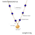 Gold Shell Pendant Set Blue Crystal Beads Necklace Bracelet view 8