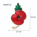 Red Gold Tone Poppy Flower Enamel Metal Brooch Pin view 2