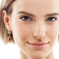 Gold Tone Multi Loop Geometric Clear Stone Hoop Earrings view 3