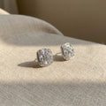 Silver Square Crystal Look Cluster Statement Stud Earrings view 2