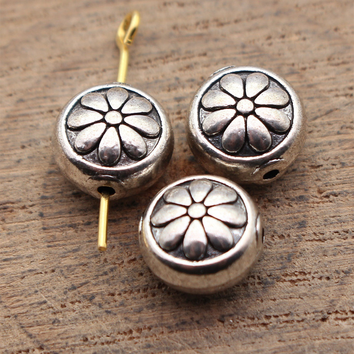 9.6x9.6x6.7mm 2g Multicolor Zinc Alloy Flower Pattern Spacer Double Sided Beads for Bracelet Necklace DIY Jewelry Making