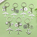 Silver Tone Travel Keychains With Airplane, Compass And Globe Charms view 2