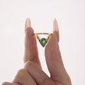 V Shape Pear Zircon Adjustable Open Ring Gold Steel view 4
