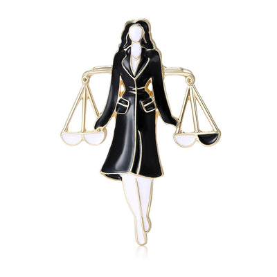 Lawyer Figure Brooch front view on a plain background
