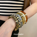 Tube Acrylic Stretch Bracelets Gold Spacers Leopard Gold view 4