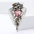 Glass Rhinestone Leaf Brooch Pink Coffee Green AB White view 2