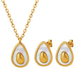 Avocado Egg Shell Pendant Necklace Stud Earrings Gold Steel view 5