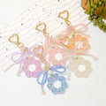 Iridescent Bead Ring Keychain Heart Clasp Flower Five Colors view 2