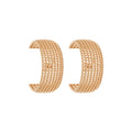 Pair of Metal Tone Wide Crystal Mesh C-Shaped Hoop Earrings view 5