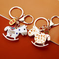 Jeweled Rocking Horse Keychain with Six Fortune Loops and Plain Option view 4