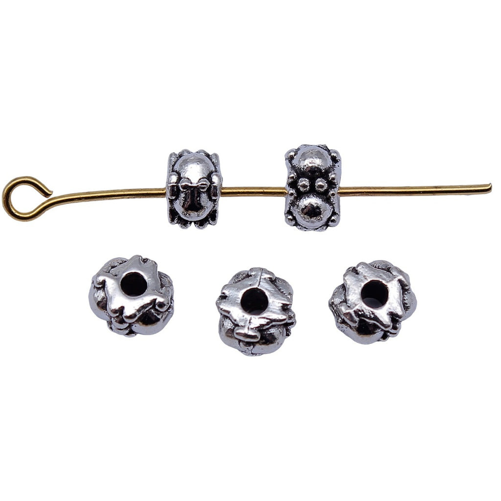 6.3x5.8x4.2mm 0.5g Antique Silver Zinc Alloy Plain Small Hole Spacer Beads for DIY Bracelet Jewelry Making
