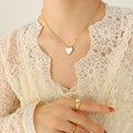 Mother Of Pearl Heart Pendant Paperclip Chain Gold Or Steel view 7