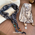 Paisley Print Scarf Necklace With Resin Bead Drops view 4