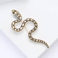 Crosshatch Snake Brooch Green Eyes Gold and Silver Tone view 3