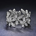 Butterfly Leaf Branch Pave Finger Rings Gold Silver Tones view 2